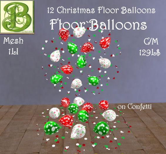 Second Life Marketplace Christmas Floor Balloons on Confetti, 1LI